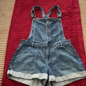 Hollister Blue Denim Overall Shorts